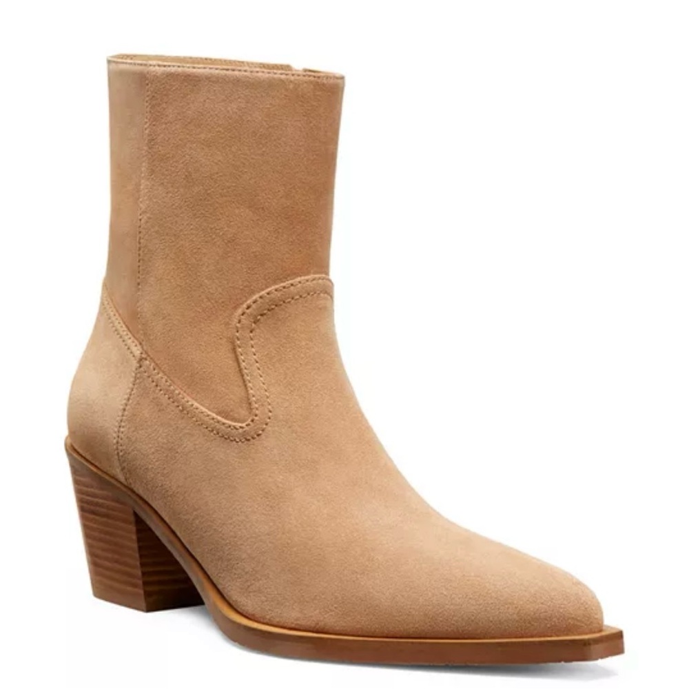 Stuart Weitzman Camel Suede Heeled Boots - Picture 2 of 5